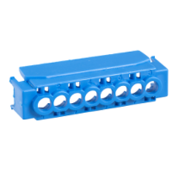 13586 - IP2 cover for 8 holes terminal block - blue, Schneider Electric