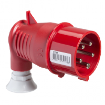 81709 - PratiKa wander plug - 90° angled - 16 A - 3P + N + E - 380...415 V AC - IP44, Schneider Electric
