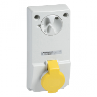 82039 - Unika interlocked socket - 32 A - 2P + E - 100...130 V AC - IP44 - panel, Schneider Electric 82039 - Unika interlocked socket - 32 A - 2P + E - 100...130 V AC - IP44 - panel, Schneider Electric