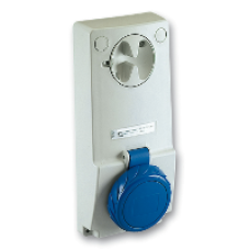 82081 - Unika interlocked socket - 16 A - 2P + E - 200...250 V AC - IP65 - panel, Schneider Electric