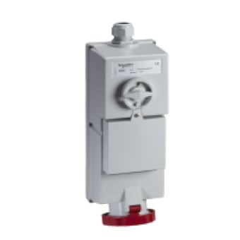 82883 - Isoblock interlocked socket - 63 A - 3P + N + E - 380...415 V AC - IP65 - wall, Schneider Electric