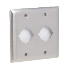 9001K26 - Cover plate for 2 Push button flushplate - Stainless steel 30 mm Type-K, Schneider Electric