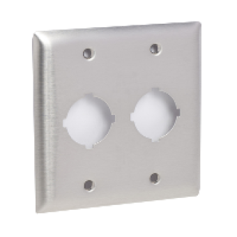 9001K26 - Cover plate for 2 Push button flushplate - Stainless steel 30 mm Type-K, Schneider Electric