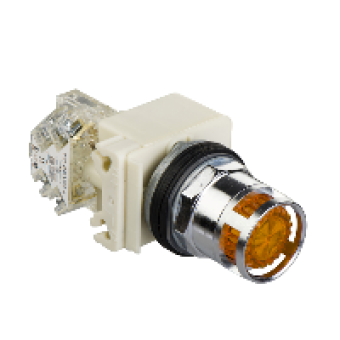 9001K3L35LYAH13 - amber illuminated pushbutton Ø 30 - flush spring return - 24 V - 1OC, Schneider Electric