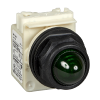 9001SKP7G9 - octagonal pilot light Ø 30 - green - incandescent BA 9s - 230 V AC - IP66, Schneider Electric