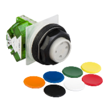 9001SKR3UH5 - 7 colors choice pushbutton Ø 30 - projecting spring return- 1NO, Schneider Electric