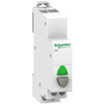 A9E18036 - Acti9 iPB 1NO single push button grey - indicator light Green 110-230Vac, Schneider Electric