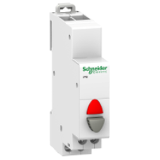 A9E18037 - Acti9 iPB 1NC single push button grey - indicator light red 110-230Vac, Schneider Electric