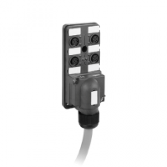 ABE9C1240L10 - IP67 passive splitter box - cable 10 m - with 4 channels M12 connector, Schneider Electric