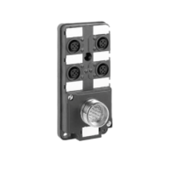 ABE9C1241C23 - IP67 passive splitter box - M23 connector - with 4 channels M12 connector - Led, Schneider Electric