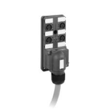 ABE9C1241L05 - IP67 passive splitter box - cable 5 m - with 4 channels M12 connector - Led, Schneider Electric