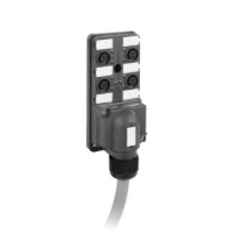 ABE9C1241L10 - IP67 passive splitter box - cable 10 m - with 4 channels M12 connector - Led, Schneider Electric