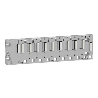 BMXXBP0800H - ruggedized rack M340 - 8 slots - panel plate or DIN rail mounting, Schneider Electric