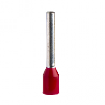 DZ5CE010L12D - Cable end insulated 1mm² long size red 10 bags DIN, Schneider Electric