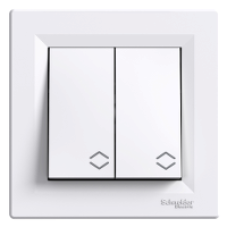 EPH0600121 - Asfora - double 2way switch - 10AX screwless terminals white, Schneider Electric