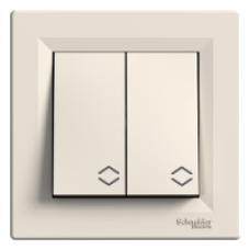 EPH0600123 - Asfora - double 2way switch - 10AX screwless terminals cream, Schneider Electric