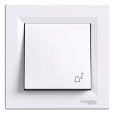 EPH0800121 - Asfora - 1pole pushbutton -10A screwless bell symbol white, Schneider Electric