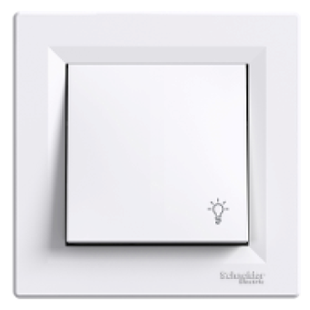 EPH0900121 - Asfora - 1pole pushbutton -10A screwless light symbol white, Schneider Electric