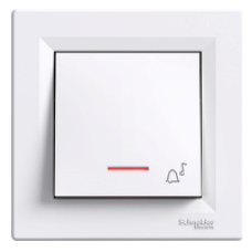 EPH1700121 - Asfora - 1pole pushbutton -10A screwless locator light bell symbol white, Schneider Electric
