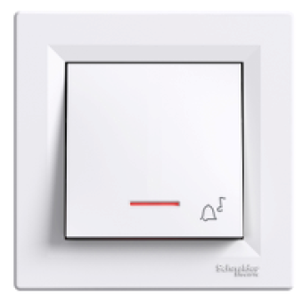 EPH1700121 - Asfora - 1pole pushbutton -10A screwless locator light bell symbol white, Schneider Electric EPH1700121 - Asfora - 1pole pushbutton -10A screwless locator light bell symbol white, Schneider Electric