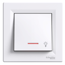 EPH1800121 - Asfora - 1pole pushbutton -10A screwless locator light light symbol white, Schneider Electric
