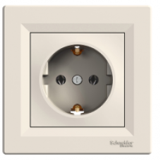 EPH2900123 - Asfora - single socket outlet with side earth - 16A cream, Schneider Electric
