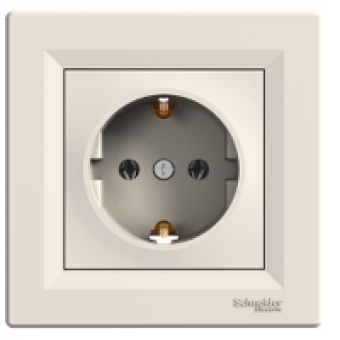 EPH2900123 - Asfora - single socket outlet with side earth - 16A cream, Schneider Electric