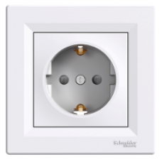 EPH2900221 - Asfora - single socket outlet with side earth - 16A shutters white, Schneider Electric