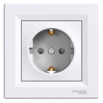 EPH2900221 - Asfora - single socket outlet with side earth - 16A shutters white, Schneider Electric EPH2900221 - Asfora - single socket outlet with side earth - 16A shutters white, Schneider Electric