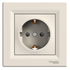 EPH2900223 - Asfora - single socket outlet with side earth - 16A shutters cream, Schneider Electric