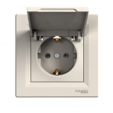 EPH3100123 - Asfora - single socket outlet with side earth - 16A lid cream, Schneider Electric