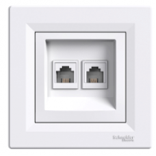 EPH4200121 - Asfora - double telephone outlet - RJ11 white, Schneider Electric