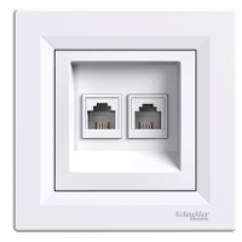 EPH4200121 - Asfora - double telephone outlet - RJ11 white, Schneider Electric