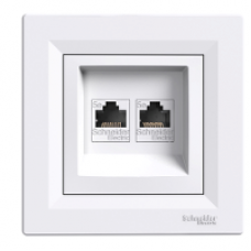EPH4400121 - Asfora - double data outlet - RJ45 cat.5e UTP white, Schneider Electric