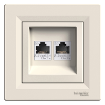 EPH4400123 - Asfora - double data outlet - RJ45 cat.5e UTP cream, Schneider Electric