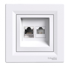 EPH4900121 - Asfora - data outlet and telephone outlet - RJ45 cat.5e UTP and RJ12 white, Schneider Electric