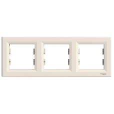 EPH5800323 - Asfora - horizontal 3-gang frame - cream, Schneider Electric