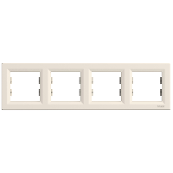 EPH5800423 - Asfora - horizontal 4-gang frame - cream, Schneider Electric
