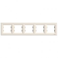 EPH5800523 - Asfora - horizontal 5-gang frame - cream, Schneider Electric