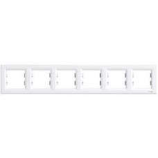 EPH5800621 - Asfora - horizontal 6-gang frame - white, Schneider Electric