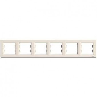 EPH5800623 - Asfora - horizontal 6-gang frame - cream, Schneider Electric