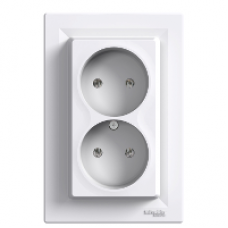 EPH9700121 - Asfora - double socket outlet without earth - 16A white, Schneider Electric