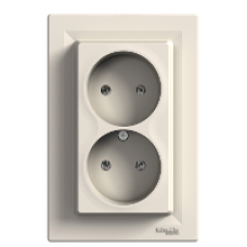 EPH9700123 - Asfora - double socket outlet without earth - 16A cream, Schneider Electric