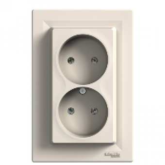 EPH9700123 - Asfora - double socket outlet without earth - 16A cream, Schneider Electric EPH9700123 - Asfora - double socket outlet without earth - 16A cream, Schneider Electric