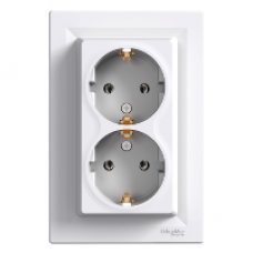 EPH9900121 - Asfora - double socket-outlet with side earth - 16A white, Schneider Electric