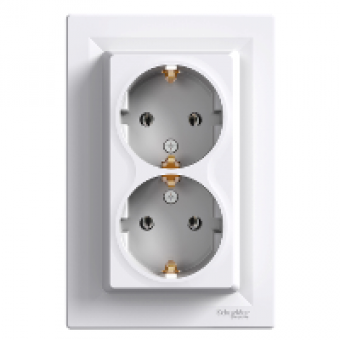EPH9900121 - Asfora - double socket-outlet with side earth - 16A white, Schneider Electric EPH9900121 - Asfora - double socket-outlet with side earth - 16A white, Schneider Electric