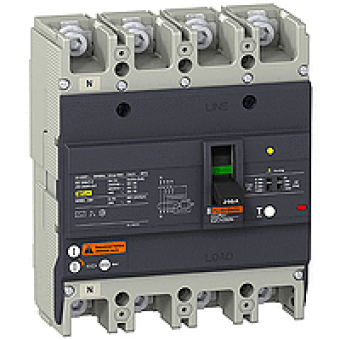 EZCV250N4250 - circuit breaker Easypact EZCV250N - TMD - 250 A - 4 poles 4d, Schneider Electric