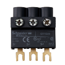 GV1G09 - TeSys GV2 TeSys D & TeSys U - terminal block - 3P - from the top, Schneider Electric