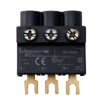 GV1G09 - TeSys GV2 TeSys D & TeSys U - terminal block - 3P - from the top, Schneider Electric