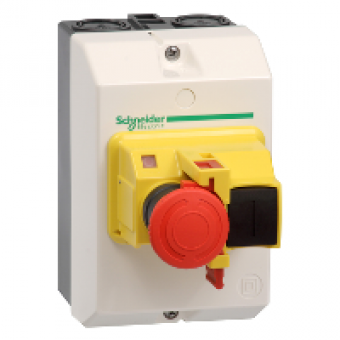 GV2MCK04 - TeSys GV2 - Enclosure for TeSys GV2ME - IP55 - fitted with Emergency stop, Schneider Electric